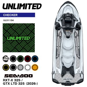 SEADOO デッキマット テープ付き  RXT-X 325 (26-)  / GTX LTD 325 (26-)  UL51124 チェッカー UNLIMITED シードゥ  BOMBARDIER  ジェットスキー
